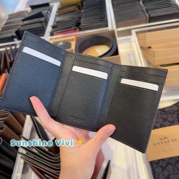 NWT Coach Men's Leather Tri-Fold Wallet 23845 black - Picture 2 of 5